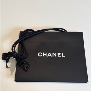 CHANEL Black Gift Bag with Holiday Ribbon